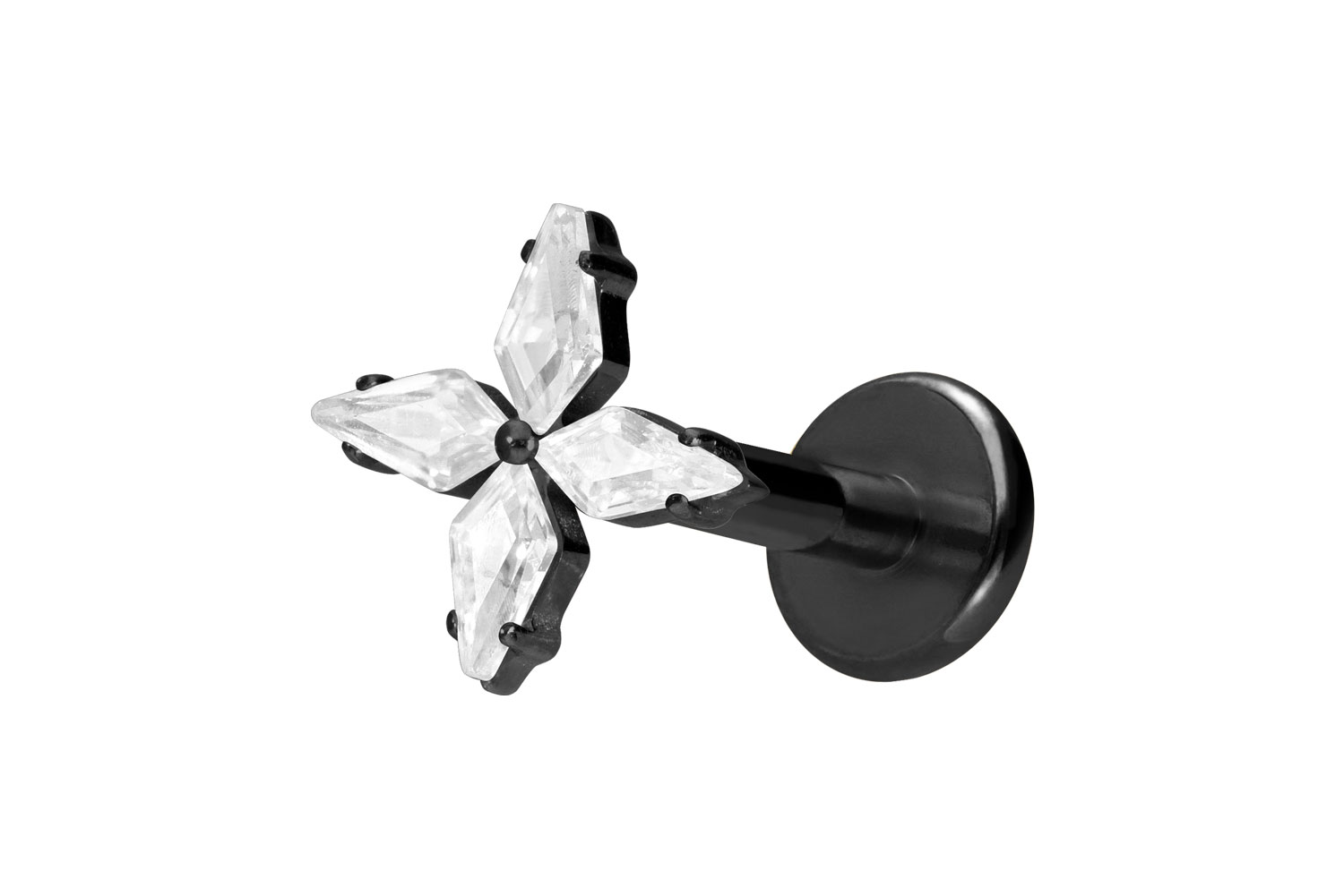 Titan Labret Piercing mit Innengewinde KRISTALLSTERN
